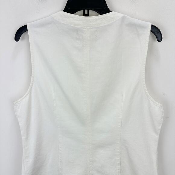 Madewell Denim High Crewneck Vest Tile White Minimalist Utility Pocket US 12 NWT - Picture 10 of 14
